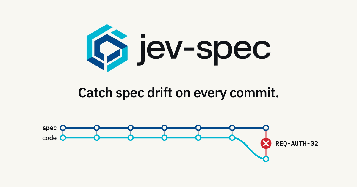 jev-spec: Catch spec drift on every commit.